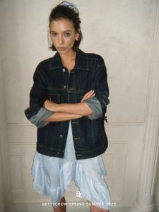 Ultra-Soft Washed Cotton Bettychow Denim Jacket Blue Bean Paste Pink Double Pocket Versatile Jacket Womens Fashion Commute Style