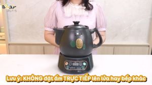 Ấm Sắc Thuốc Bear 35L Bằng Điện Đế Rời Giữ Ấm Hẹn Giờ Tiết Kiệm Thời Gian Làm Bằng Đất Sét Và Gốm Sứ Cao Cấp SB-AST35 - Bản Tiếng Việt Bảo hành 18 Tháng