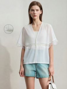 AMII | Elegant Summer Lace V-Neck Chiffon Blouse