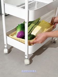 3/4 Tier Carbon steel Trolley Multipurpose Home Storage Rack Kitchec Rack Kitchen Organizers Cheap storage rack 推车置物架
