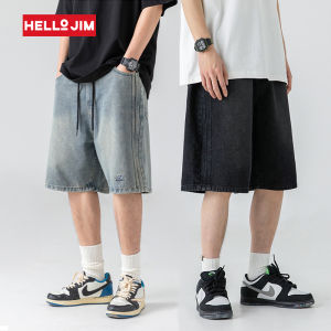 HELLO JIM Denim shorts for Men Washed old shorts men 2023 new Embroidery print High quality short jeans for men  K2216