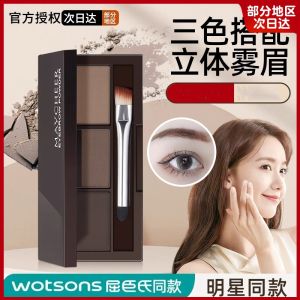 Long-Lasting Smudge-Proof Eyeshadow Blush Highlighter Three-In-One Palette Womens Eyebrow Powder Natural 3D Waterproof