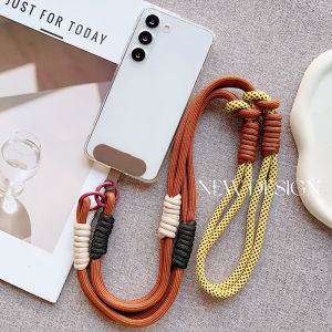 Hand Woven Dopamine Phone Case Chain Fixing Clip To Prevent Loss Mens And Womens Phone Hanging Rope Diagonal Cross Strap