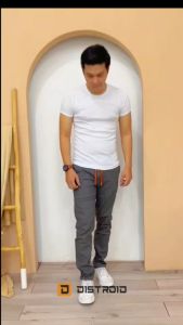 Distroid Celana Chino Rib Panjang Premium Pria Katun Dewasa Cowok Slim Fit Casual