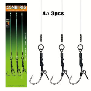 YOTO Carp fishing hook 100% fluoro carbon Fishing Line with Rolling Swivel Combi Rig Hair Rigs Carp Method Feeder Fishing Tackle