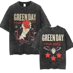 Green Day T Shirts Acid Washed Oversized Vintage Punk Band Women Hip Hop Gothic Rock Oversized T Shirt High Quality Cotton Tees