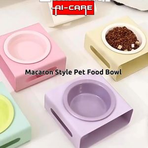 Minimalist Design Macaron Style Colorful Pet Ceramic Food Bowl Detachable Stand For Cat & Dog Mangkuk Kucing Anjing