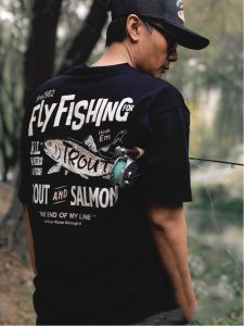 Áo Thun Cotton Tay Ngắn in Hình Câu Cá Lăng Bộ Sưu Tập Mùa Hè 2024 Áo Thun Nam Dáng Rộng Thoải Mái Thường Ngày Mùa Hè