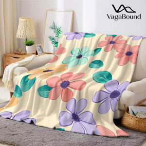 Pastel Tiny Flower Print Flannel Blanket Warm Soft Halloween Christmas Decorative Couch Warm Cozy All-Season Gift