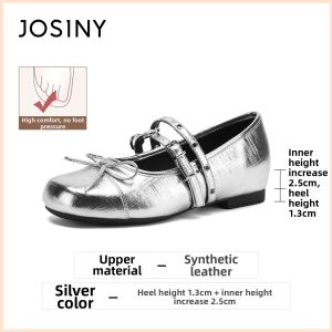 Josiny | Silver French Mary Jane Ballet Flats