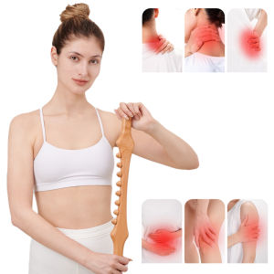 8 Beads Carbonized Wooden Guasha Scraping Stick Whole Body Massage Tool Back Shoulder Neck Waist Head Leg Lymphatic Drainage Meridian Dredging Pain Relief Relax SPA Therapy Anti Cellulite Slimming