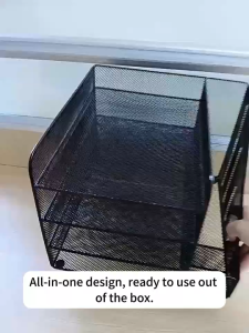 Happihaus Metal Durable File Rack With Pen Holder Multi-layer Books Storage Rack Desktop Office Storage Rack