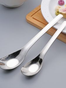 Thìa Ăn Cơm Bằng Thép Không Gỉ Dày 304 Thìa Ăn Sâu Nhà Hàng Dùng Tại Nhà Cho Trẻ Em Thìa Kiểu Trung Quốc Dài Tay Cầm