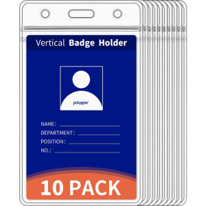 Vertical ID Badge Holders Clear Plastic Work Card Sleeve Name Tag Holder Cover with Waterproof Resealable Zip Type