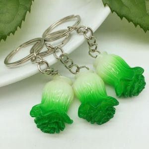 Creative Personalized Resin Vegetable Simulation Food Keychain Accessory Small Gift Big Cabbage Leaf Pendant Circle Hanging Ornament