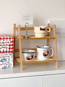 【𝗔𝗦𝗛】Table Storage Rack Desktop Organizer Tabletop Kitchen Racks Integrated Ladder Racks Rattan 置物架