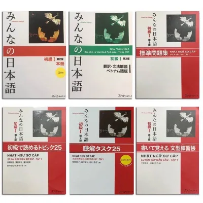 Sách - Combo Minna No Nihongo Sơ Cấp 1 Trình Độ N5 - Dành Cho Người Bắt Đầu Học Tiếng Nhật ( Bản Mới ) gồm 6 cuốn