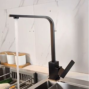 SUS 304 Stainless Steel Kitchen Faucet: A 360° Swivel Square Design