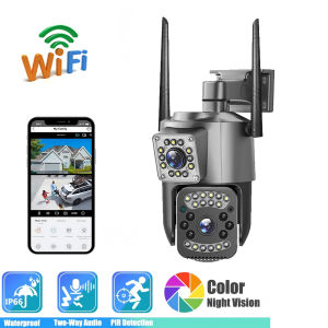 V380 PRO 15MP Three Lens 4G SIM Outdoor CCTV Camera Waterproof 10X Zoom Wireless Smart IP Camera Infrared night vision auto tracking 360°PTZ Control remote monitoring camera