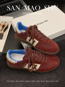 รองเท้าเดอร์ที่สวมใส่สบายสไตล์ใหม่สำหรับผู้หญิง สีแดง หนังแท้ ทรงแบน ทรงลำลอง สไตล์ย้อนยุค รองเท้าส้นแบนแบบอเนกประสงค์ สีขาว