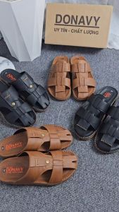 Dép Nam Da DONAVY Cao Cấp Kiểu Quai Rọ Fashion May Full Handmade Từ Quai Xuống Đế D.RM