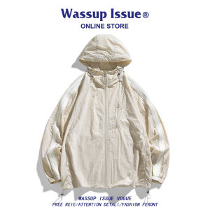 Wassup Issue Two Bars Sun Protection Clothing Loose Hooded Summer Mens Outdoor Sports and Casual Outwear Men