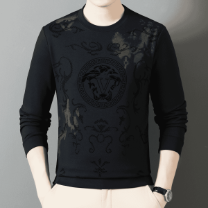 เสื้อสเวตเตอร์คอตั้งแขนยาวผ้าไหมไหมน้ำมันสำหรับผู้ชาย Pierre Cardin ระดับไฮเอนด์ ทรงหลวม แขนยาว ปกติ ปกติ ปกติ