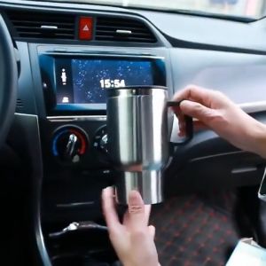 Bình đun nước trên ô tô cốc đun nước xe hơi 450ml ấm siêu tốc 12v inox 304 bền an toàn cho sức khỏe