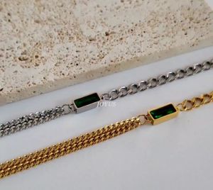 JOYUS Libbie Titanium Stainless Steel 18K Gold Waterproof Green Zircon Necklace Birthday Gift Box