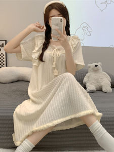 Plus Size Nightdress Womens 100.00kg Summer Jacquard Cotton Padded Chubby Girl Pregnant Women Can Wear Loose Pajamas plus Size