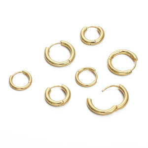 2pcs/bag 14-19mm 14K Gold Plated Brass Hoop Earring For DIY Fashion Jewelry Making