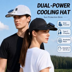 Summer Outdoor Solar Fan Cap With Fan Solar Fan Hat Usb Rechargeable Cooling Cap Sun Protection Breathable Outdoor Hat With Solar Fan Hat Clip Solar Usb Fan Solar Fan Usb Head Fan Solar Cooling Fan Hat Solar Hat Fan