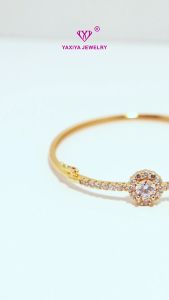 Yaxiya Gelang Bangle Wanita Permata Perhiasan Imitasi Lapis Emas 18K 912