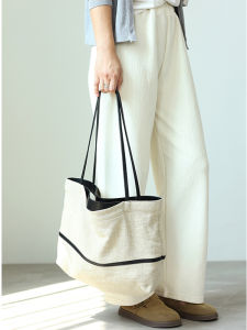Large Capacity Canvas Tote Bag Womens 2025 New Japanese Lazy Style Cotton Linen Single Shoulder Bag Commuting Handbag