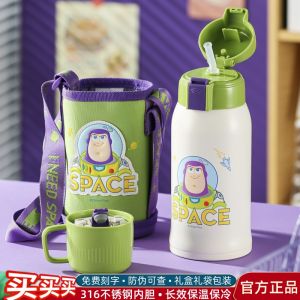 Beddybear Stainless Steel Insulated Water Bottle Large Capacity Portable Straw Cup Cute Student Beverage Container Heat Retention