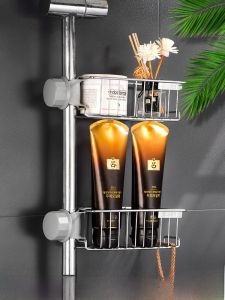 Bathroom Shower Head Storage Rack Stainless Steel No Drilling Required Shower Caddy for Bathrooms Simple Design Single Layer