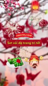 [Mua 4 set Tặng 1 set gỗ] Set 17 Hình Bằng Vải Dạ Treo Trang Trí Cây Mai Cây Đào Cây Quất Cho Tết Năm Mới