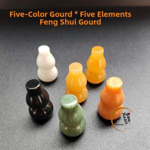 Yisheng | Five-Color Natural Yellowish Jade Gourd Figurine