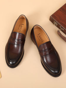 Giày Lười Da Thật Một Bước Cho Nam Giày Lười Da Thường Ngày Phong Cách Anh Quốc Cao Cấp Giày Cưới Mùa Hè Cho Nam