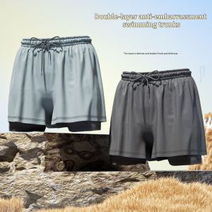 Người đàn ông của quần bơi bơi nam quần short với nén lót nhanh khô co giãn 2 trong 1 quần đùi đi biển