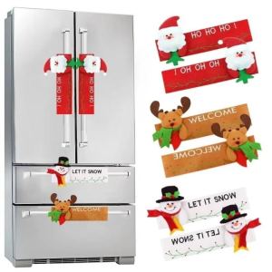 Christmas Decoration for Home Kitchen Microwave Oven Fridge Refrigerator Handle Cover Santa Claus Decor Accessories
