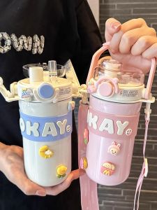 Cốc Nước Bằng Thép Không Gỉ Dung Tích Lớn 2025 Mới Cho Nữ Đẹp Mắt Cốc Học Sinh Di Động Bằng Thép Không Gỉ 316 Cốc Nước