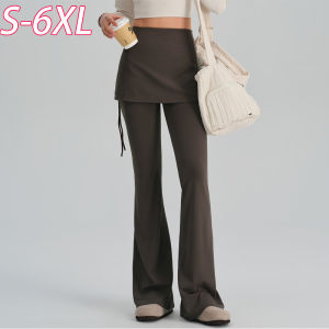 BUMILA | Plus Size High Waist Lifting Pants for Tall Women Fake Two-piece Flared Leg Yoga Pants Skirt Combo