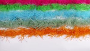 2 Yards Blue Natural Ostrich Feather Boa Shawl Soft Fluffy Plumes for Wedding Bridal Party Costume Dress DIY Craft Decor