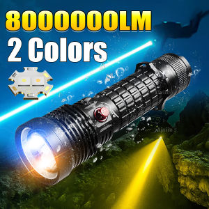8000000LM High Power LED Diving Flashlight IPX68 Waterproof Professional Diving Light Underwater 500m Dive Torch With Hand Rope