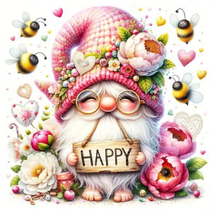 Huacan 5d Diy Diamond Painting Portrait Gnome Full Drill Embroidery Flower Cross Stitch Kit Mosaic Art Wall Decoration Gift