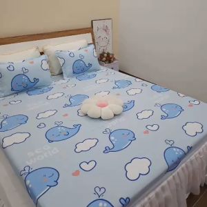 (Siêu rẻ) 🐬 Ga gối ga bọc nệm (có tách lẻ ga lẻ vỏ gối) 🐬 drap giường giá rẻ kích thước m2/m6/m8/2m2 chất Poly cotton - Ga bo chun bảo vệ đệm Nguyệt Ánh Bedding [Thỏ cute tim xanh] - Lazada