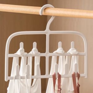 Multi-Functional Double Layered Clothes Hanger with 11 Hooks for Underwear Nightgown Rotatable Storage Rack for Home Student Dormitory