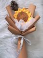 Bó hoa hướng dương bằng len, bó hoa hướng dương 1 bông được móc bằng len, bó hoa len handmade. 