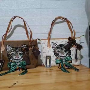 Tas Tote Wanita Import Motif Kucing: Tas Bahu Wanita Shoulder Bag